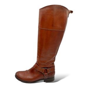Frye Melissa Harness Tall Riding Boots Women Size 6.5 B Chestnut Brown Leather‎